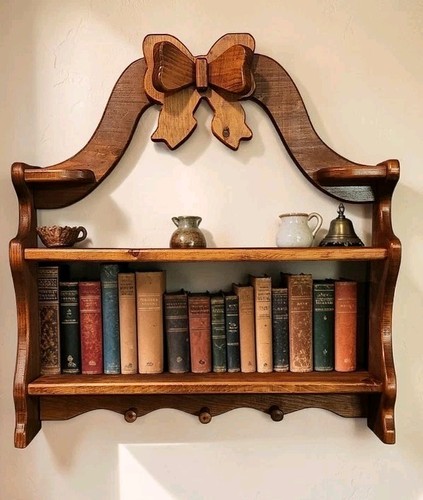 Vintage solid wood bow shelf - solid,