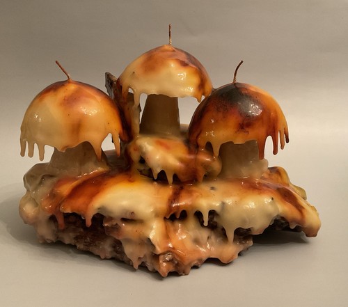 Candle sculpture mushroom wax - candle,