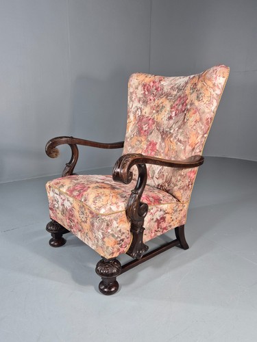 Vintage carved oak chair - carved,
